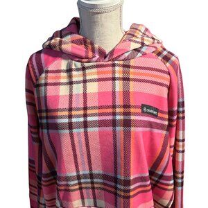 Spark Paws Womens 2XL Pink Plaid Hoodie Fleece Dog Mom Sweatshirt